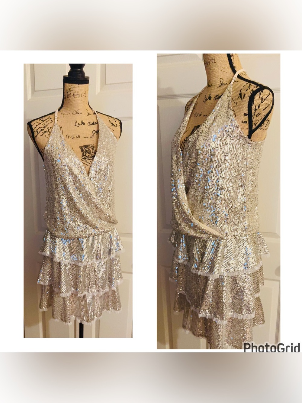 Love on a Hanger Champagne Sequin Trim Skirt Set